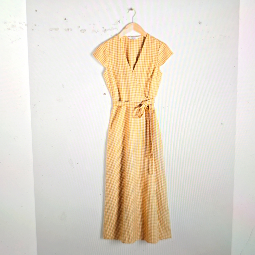 & Other Stories Yellow Gingham Midi Dress